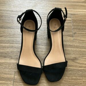 Call It Spring Women's Black Square Toe Ankle Strap Suede Sandals